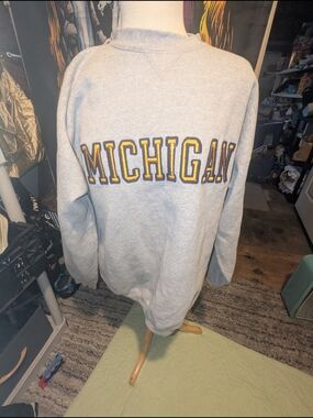 Olympus Light Gray Crewneck Sweatshirt with Yellow & Navy Lettering